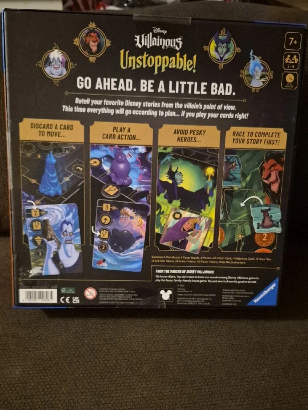 Disney Villainous Unstoppable! Board Game - Go Purple, Green, Red, Blue Artwork